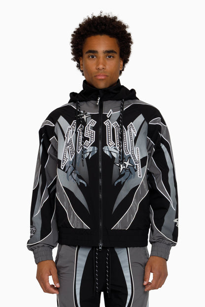 Smoke Rise Rising Colorblock Windbreaker Jacket in Castlerock front view