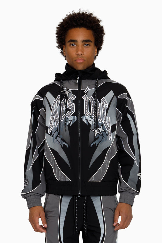 Smoke Rise Rising Colorblock Windbreaker Jacket in Castlerock front view