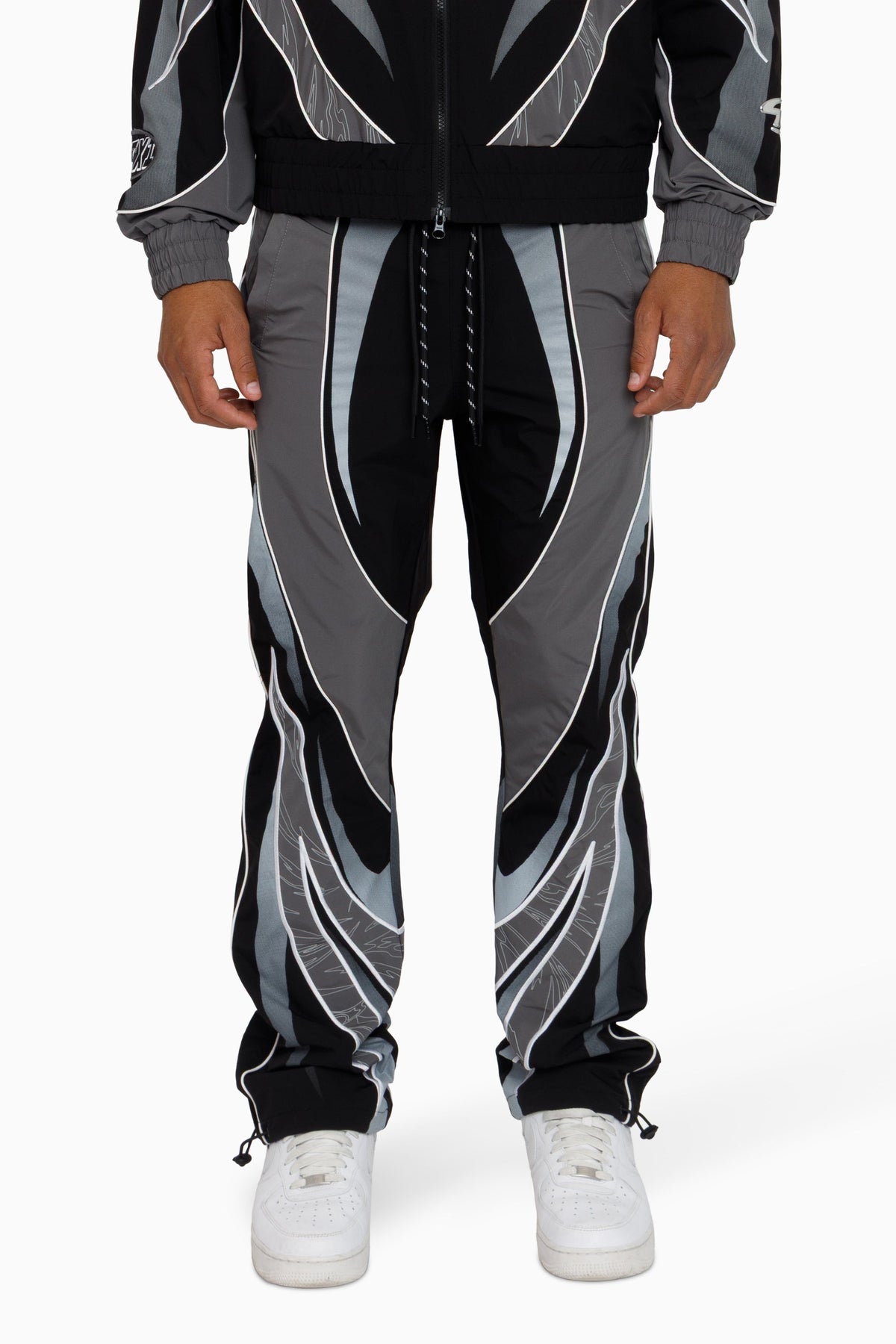 Smoke Rise Rising Colorblock Windbreaker Pants in Castlerock front view