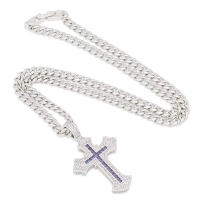 King Ice Fleur de Lis Cross Necklace