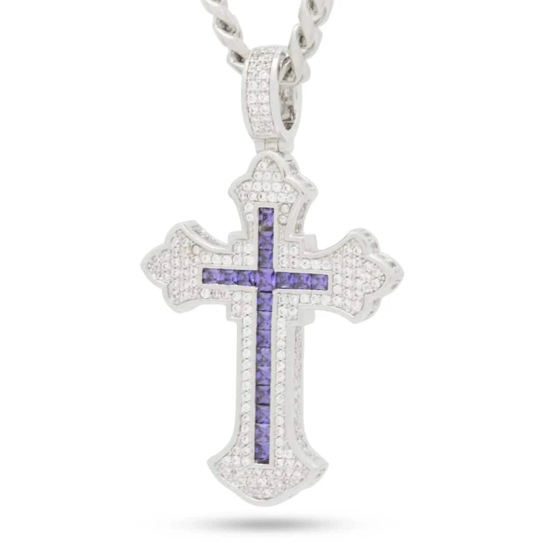 King Ice Fleur de Lis Cross Necklace