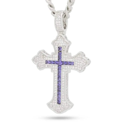 King Ice Fleur de Lis Cross Necklace