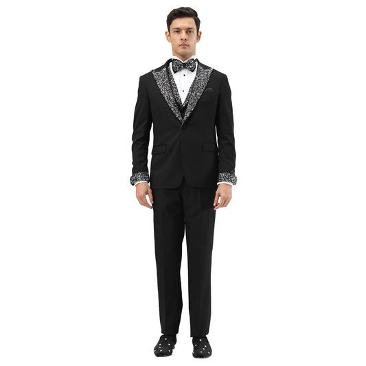 3 PC Solid Satin Rhinestone Peak Lapel Collared Vest Suit from On Time Fashions – Mens-suit by Tazzio, Birmingham AL’s 1 fashion store and premier destination for streetwear, suits, kids fashion, and big & tall