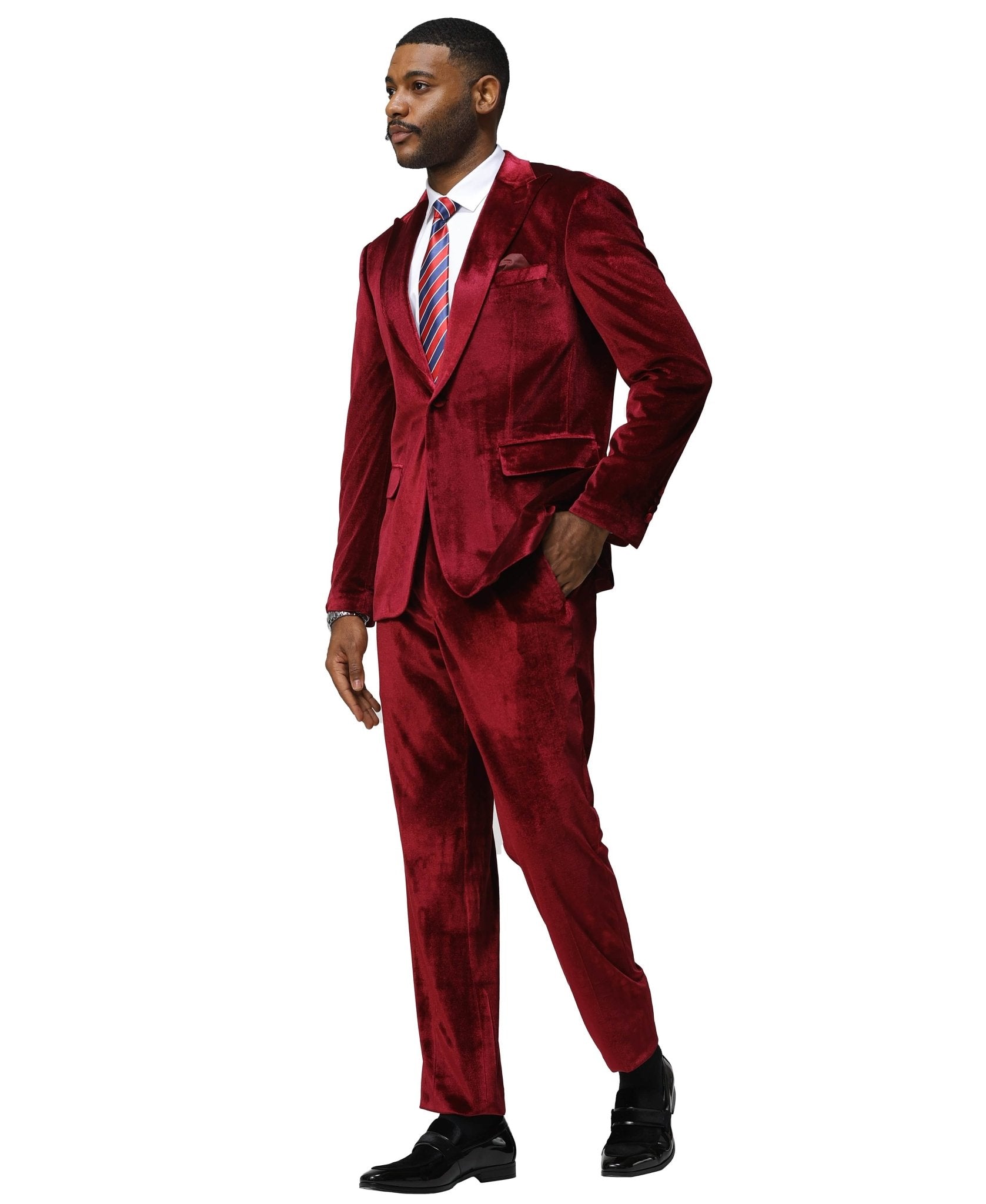 3 PC Solid Textured Peak Lapel Suit from On Time Fashions – Apparel & Accessories by Tazzio, Birmingham AL’s 1 fashion store and premier destination for streetwear, suits, kids fashion, and big & tall