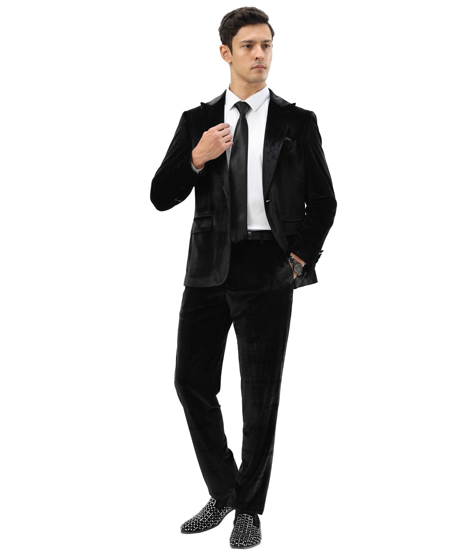 3 PC Solid Textured Peak Lapel Suit from On Time Fashions – Apparel & Accessories by Tazzio, Birmingham AL’s 1 fashion store and premier destination for streetwear, suits, kids fashion, and big & tall