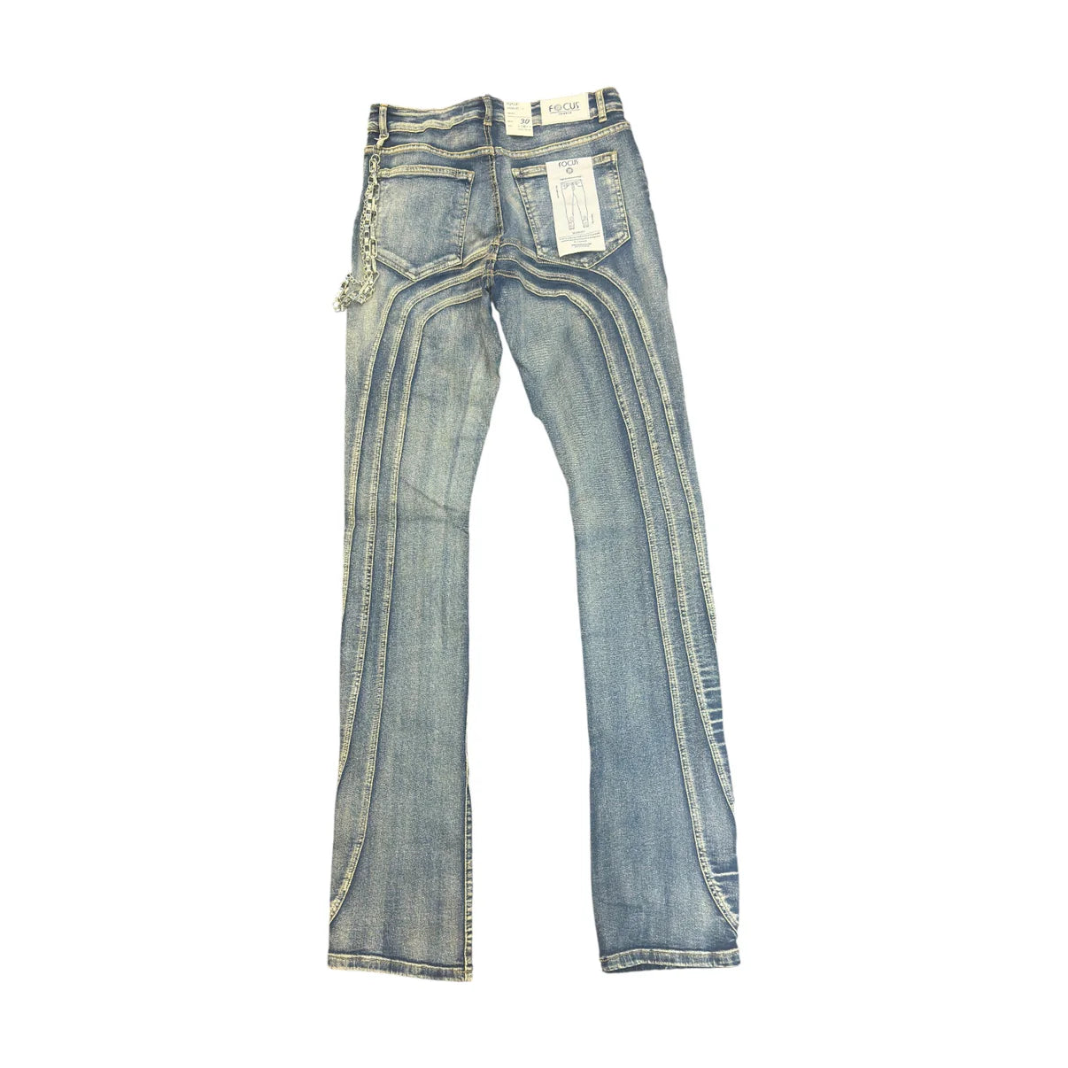 Focus Multi Curve Stitched Stud Denim
