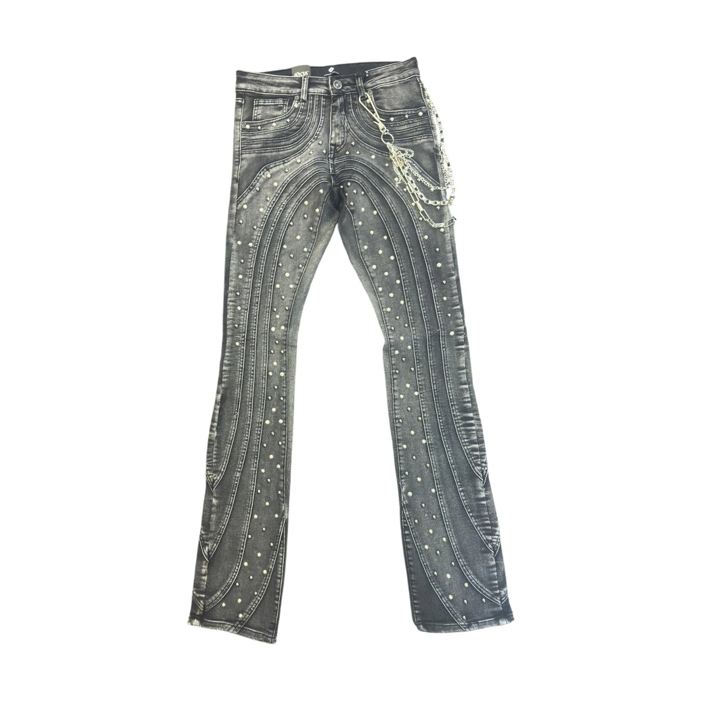 Focus Multi Curve Stitched Stud Denim