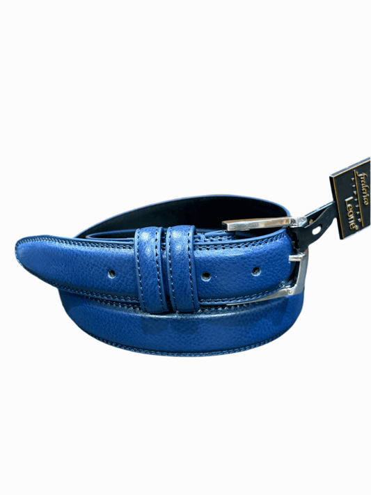 Federico Leone Navy Leather Belt Padded – FLB-1136-4