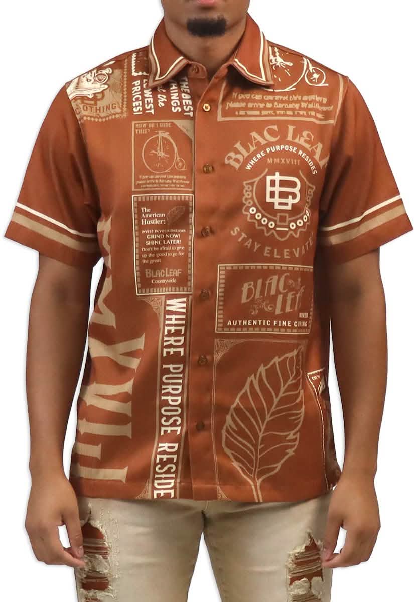 Blac Leaf Where Purpose Resides Button Up