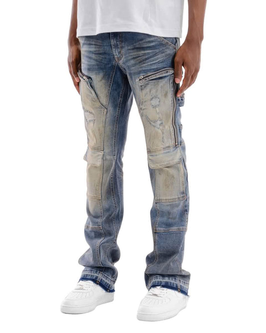 Copper Rivet Carpenter Zipper Front Flare Jean
