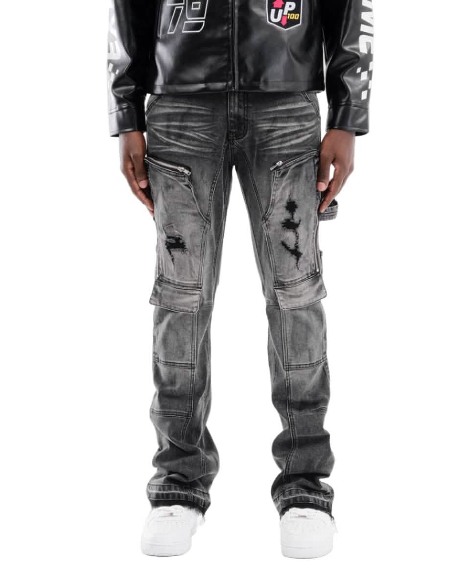 Copper Rivet Carpenter Zipper Front Flare Jean