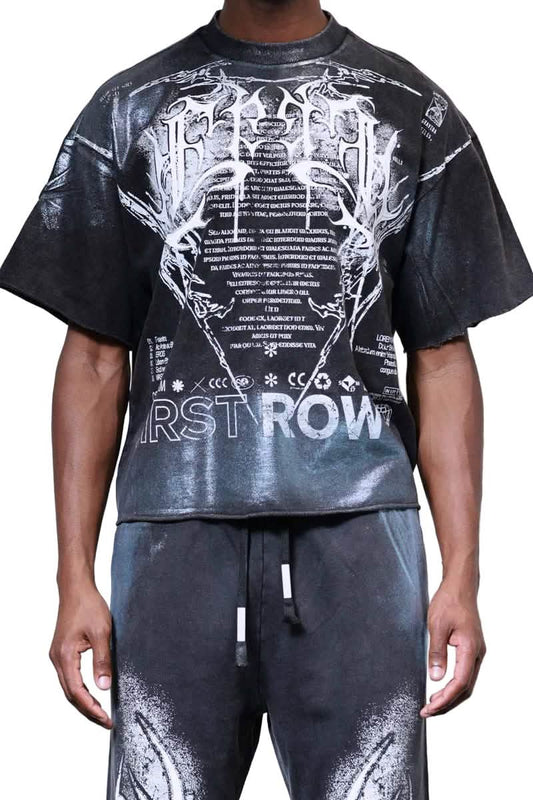 First Row Y2K Tribal Crop Tee