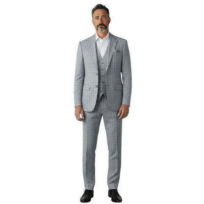 Stacy Adams Plaid Modern Fit 3-Piece Suit – JR-729571