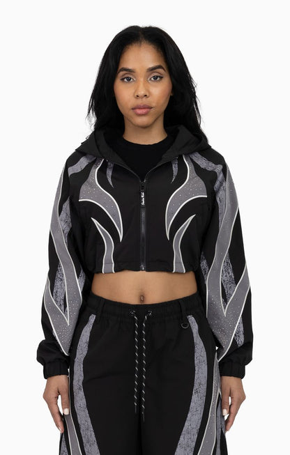 THE RED Women's Rhinestone Panel Windbreaker Set