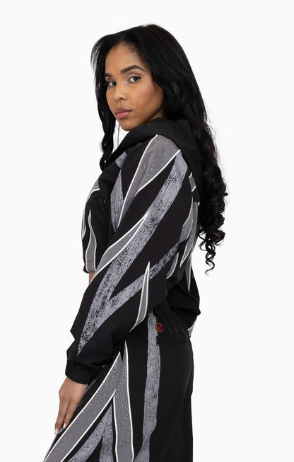 THE RED Women's Rhinestone Panel Windbreaker Set