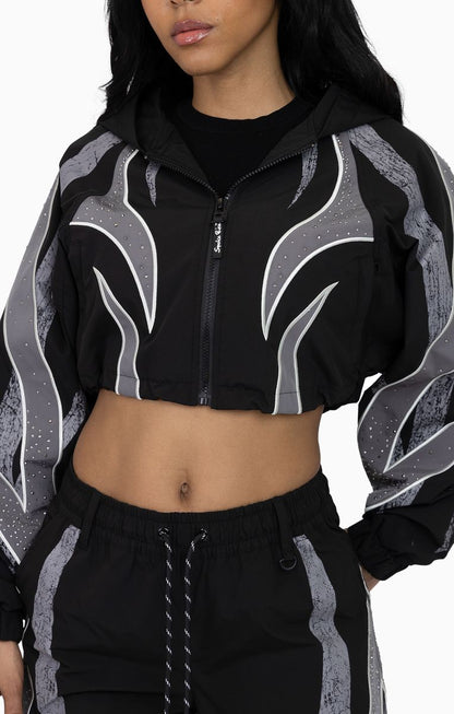 THE RED Women's Rhinestone Panel Windbreaker Set