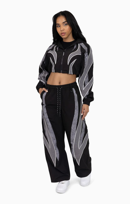 THE RED Women's Rhinestone Panel Windbreaker Set