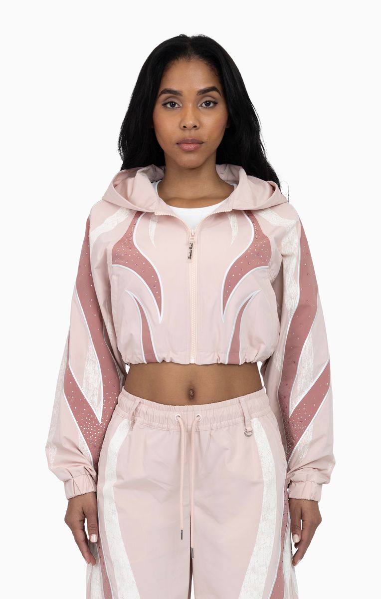 THE RED Women's Rhinestone Panel Windbreaker Set