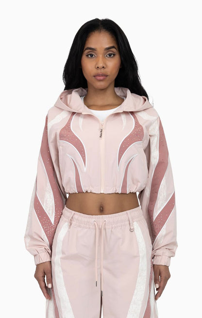 THE RED Women's Rhinestone Panel Windbreaker Set