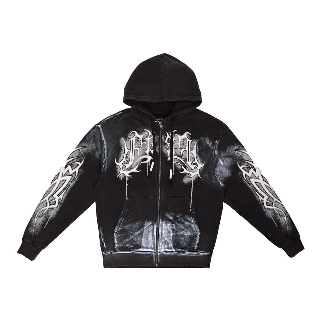 First Row Y2K Tribal Metallic Hoodie