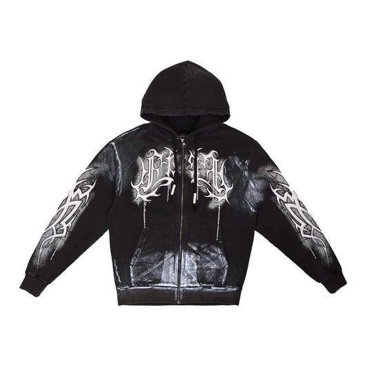 First Row Y2K Tribal Metallic Hoodie