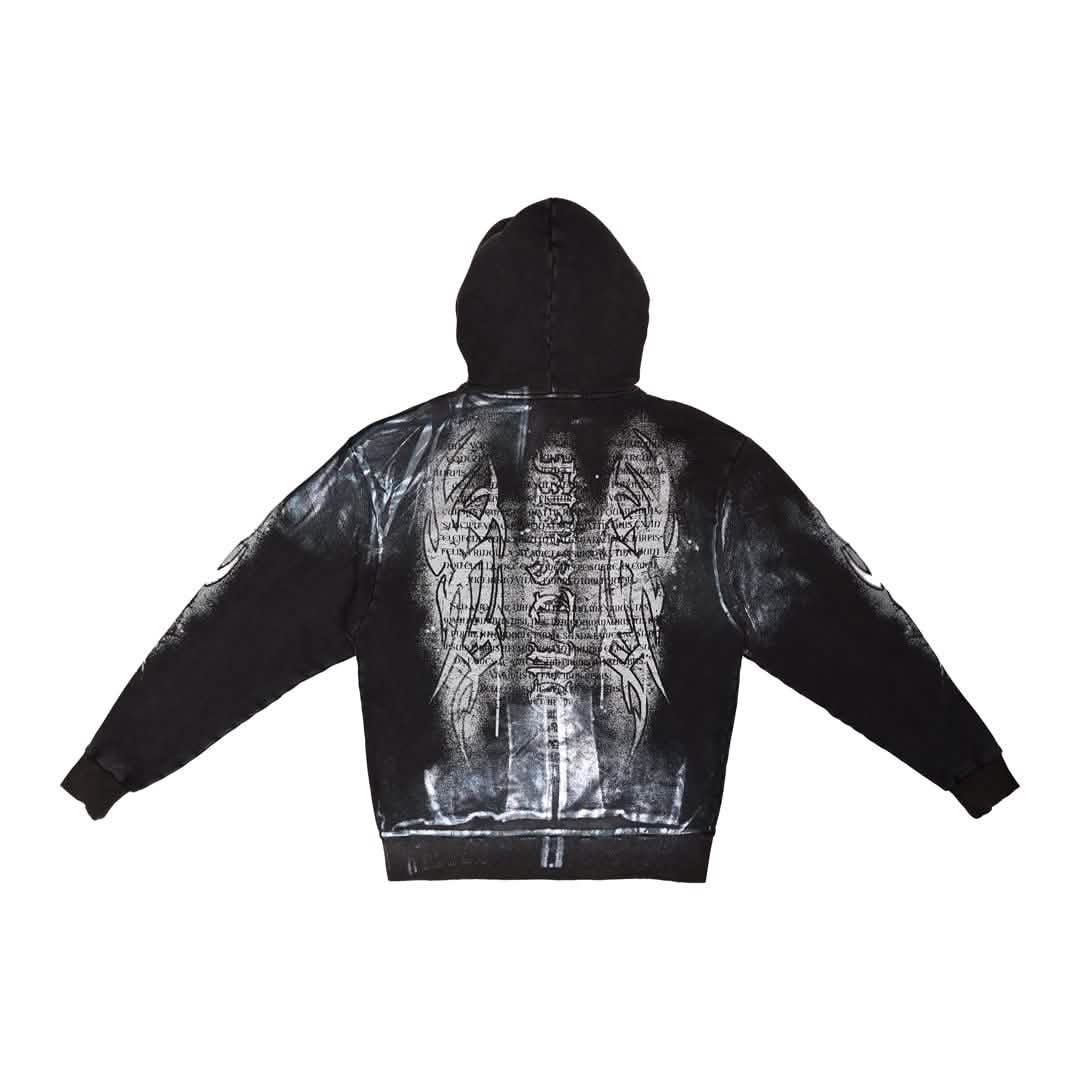 First Row Y2K Tribal Metallic Hoodie