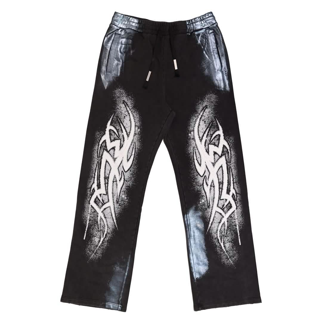 First Row Y2K Tribal Metallic Joggers