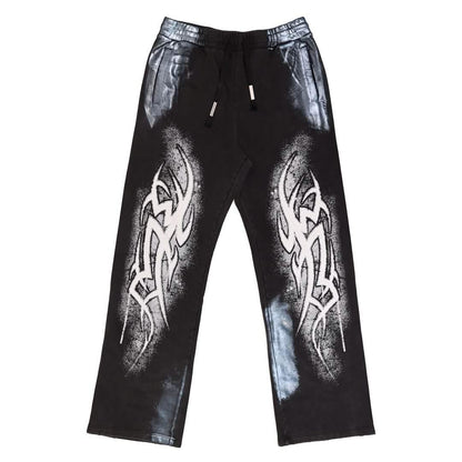First Row Y2K Tribal Metallic Joggers