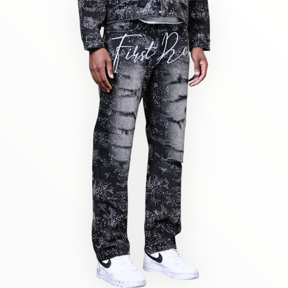 First Row Rhinestone Ripped Jeans