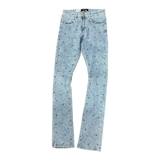 Focus Rhinestone Studded Flare Denim