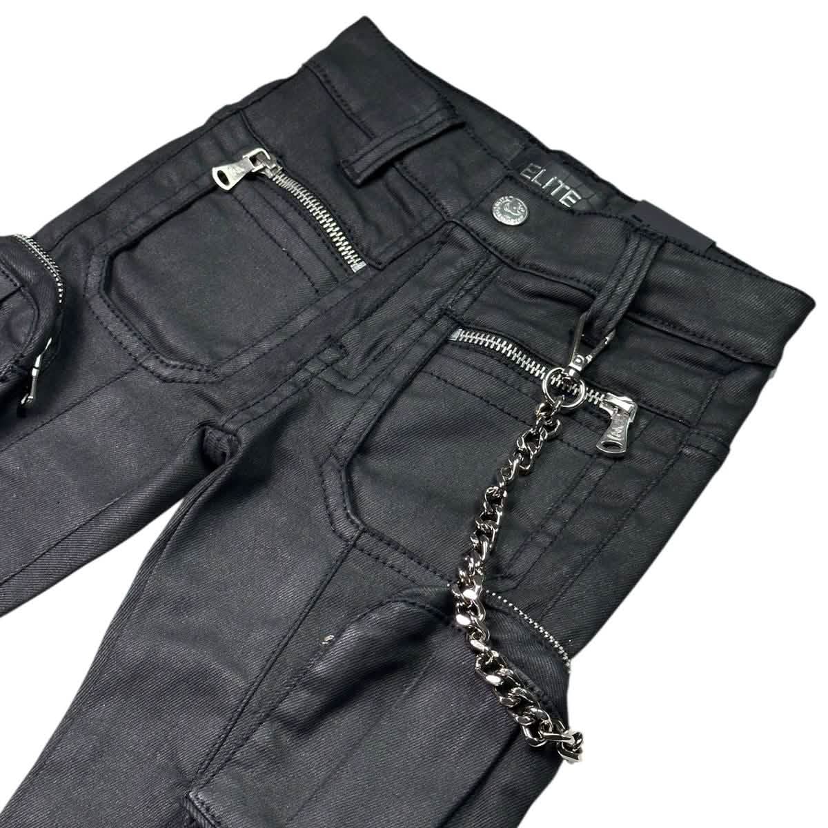 Elite Premium Denim Kid's Black Wax Jeans