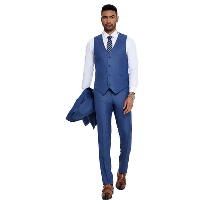 3 PC Solid Textured Peak Lapel Suit