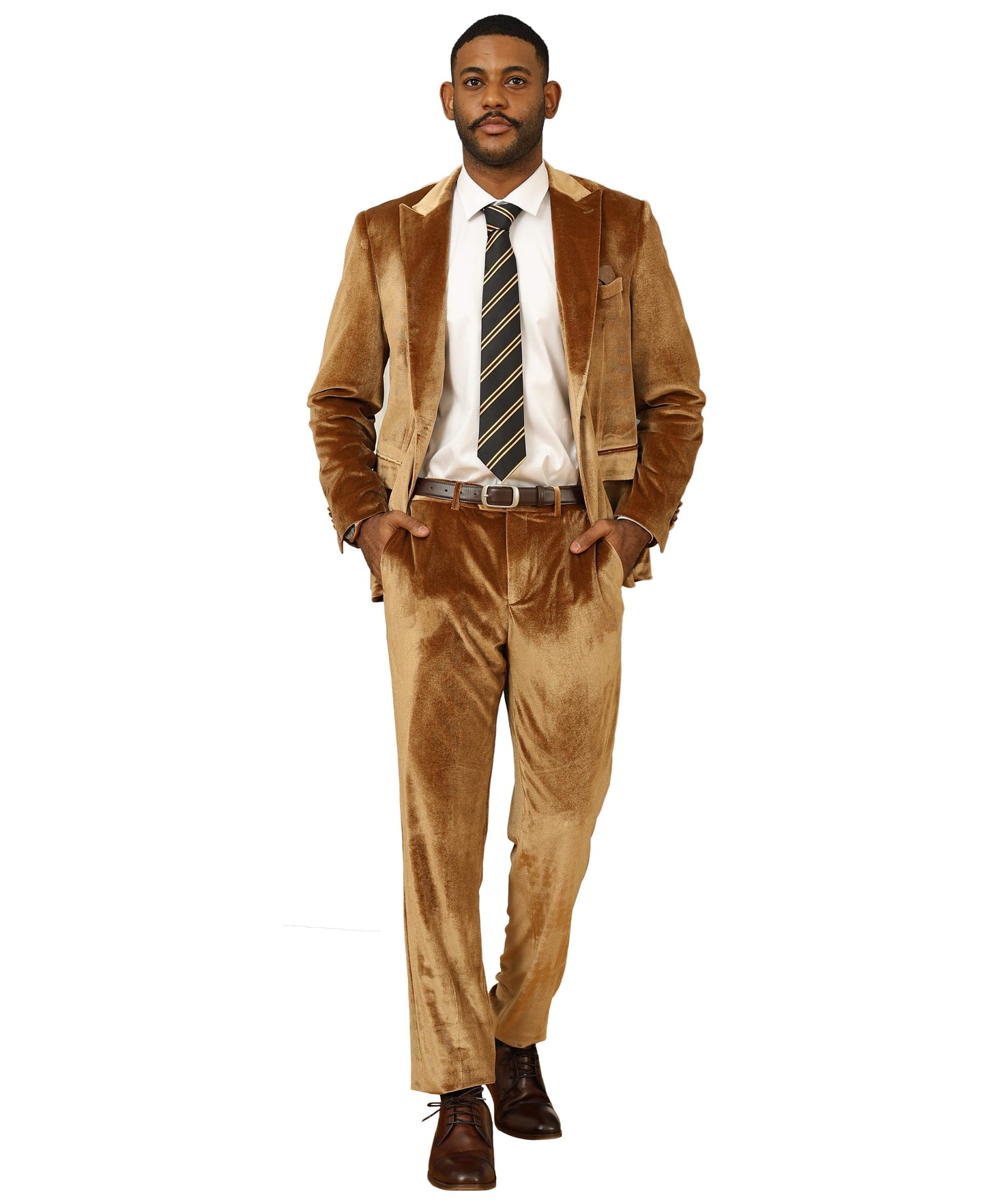 Two PC Solid Textured Peak Lapel Suit