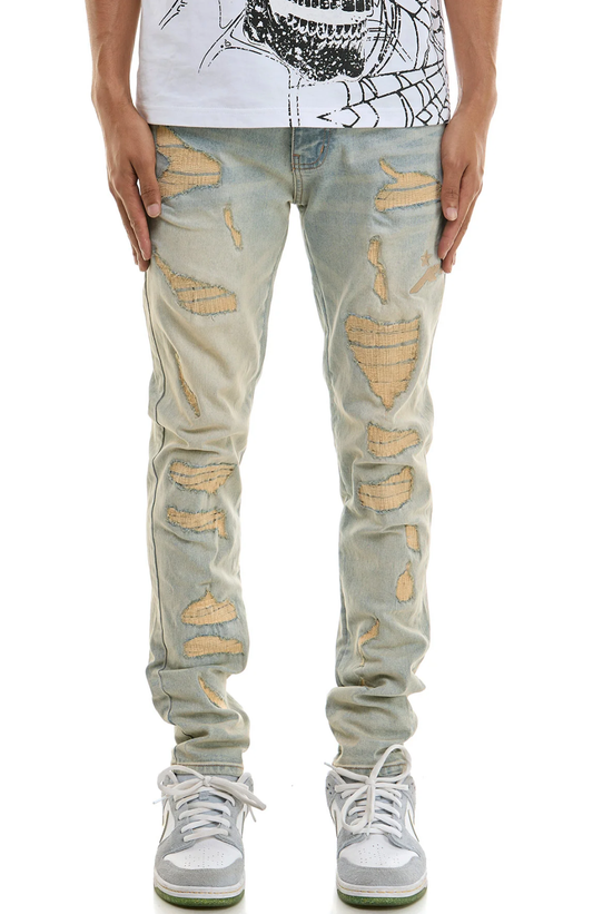 KDNK Dune Embroidered Skinny Jeans