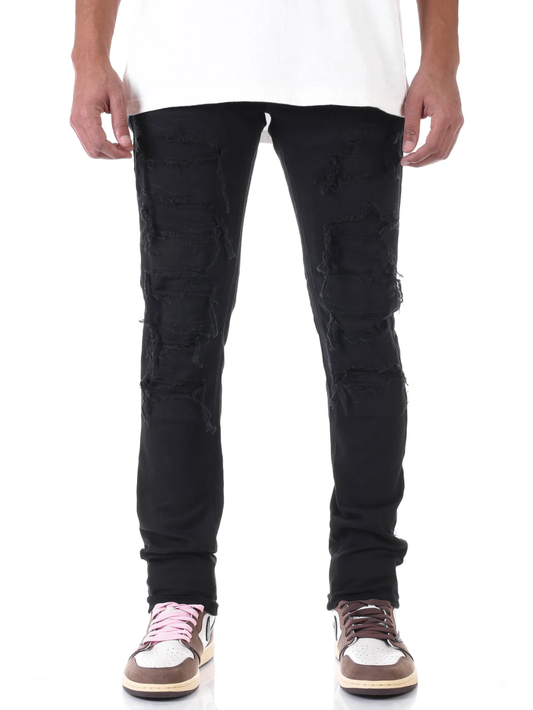 KDNK Patched and Distressed Skinny Jeans