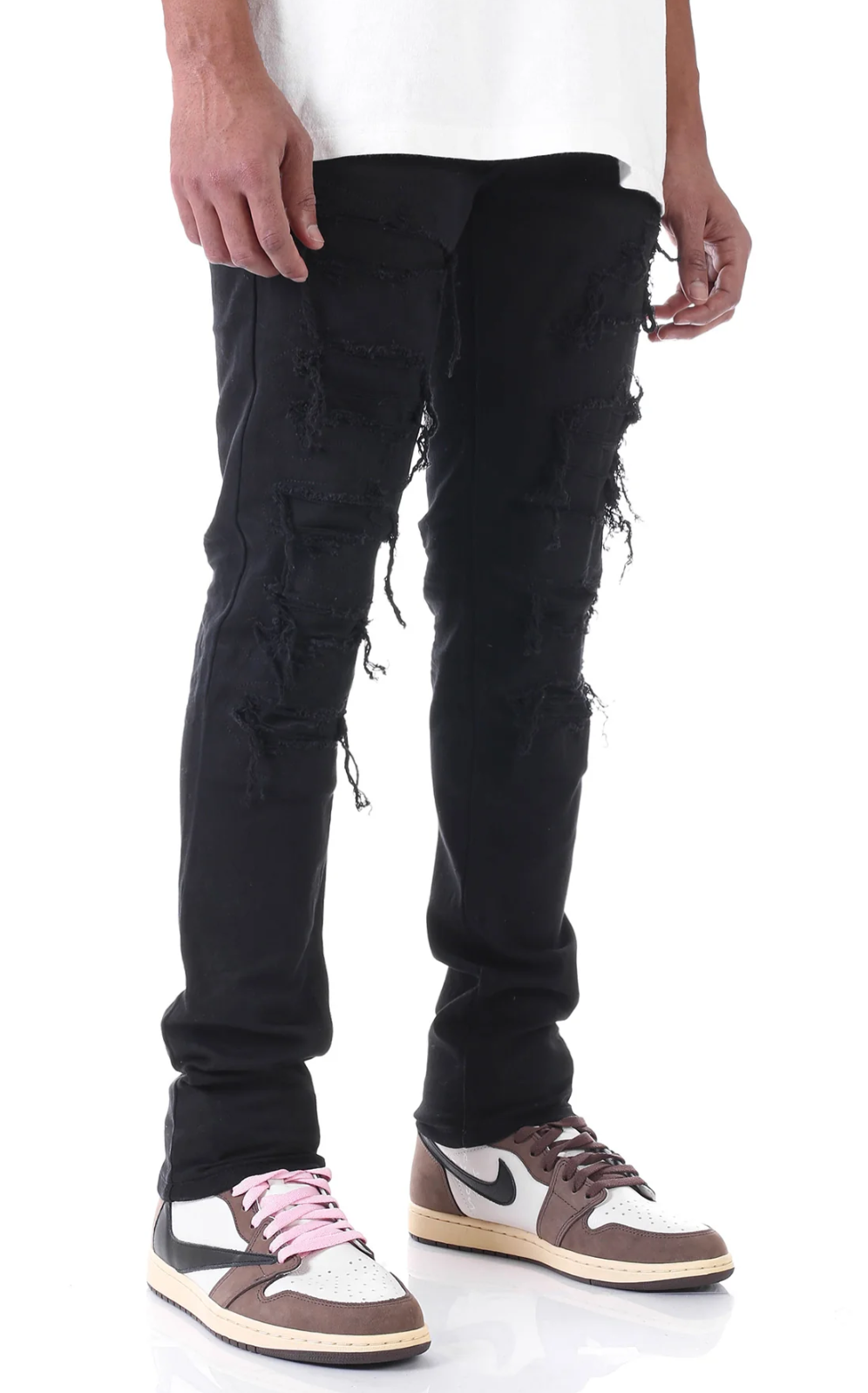 KDNK Patched and Distressed Skinny Jeans
