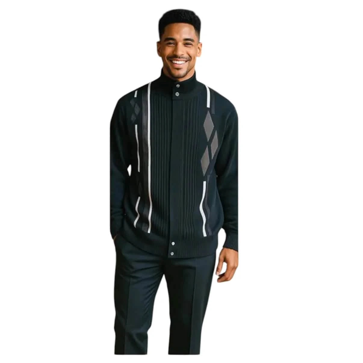 Silver Silk Suede Diamond Argyle Zip