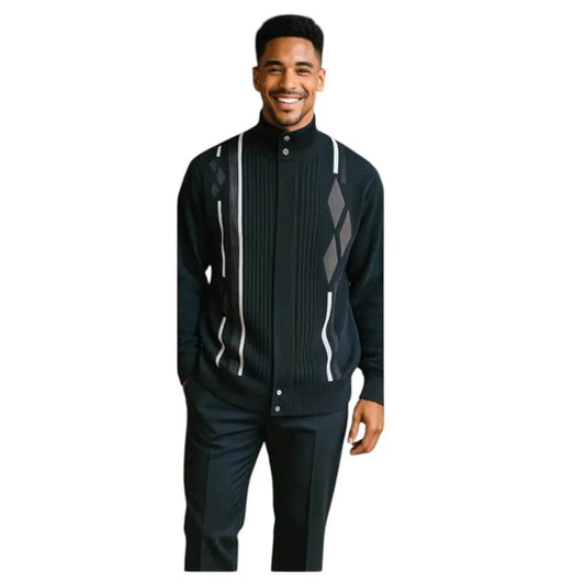 Silver Silk Suede Diamond Argyle Zip