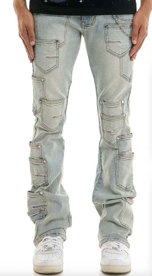 KDNK Skinny Flare Pocket Jeans