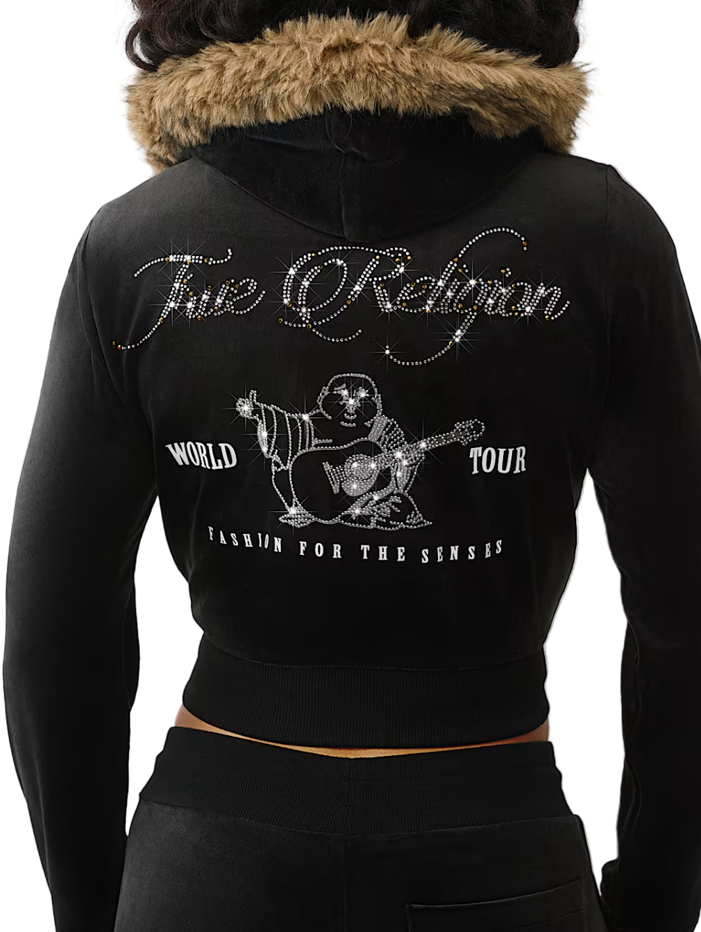True Religion Crystal Velour Faux Fur Set