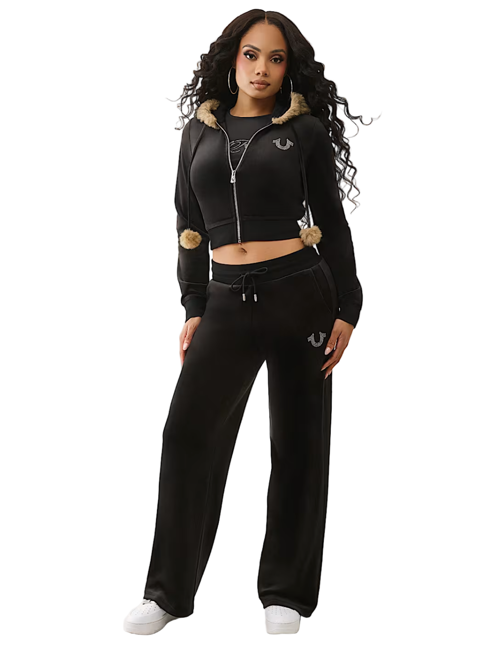 True Religion Crystal Velour Faux Fur Set