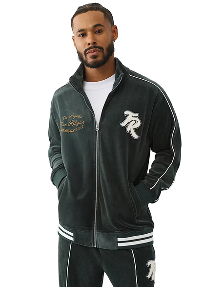True Religion Logo Patch Velour Track Jacket