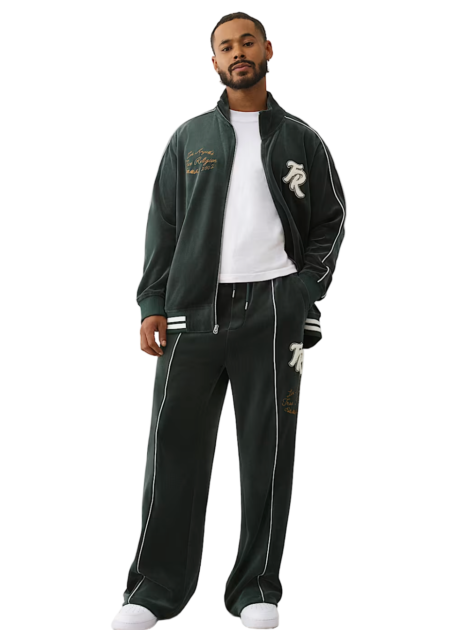 True Religion Logo Patch Velour Track Jacket