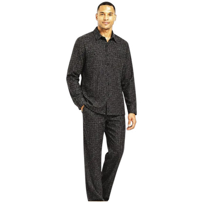 Stacy Adams 35500 textured double-pocket walking suit set in Black