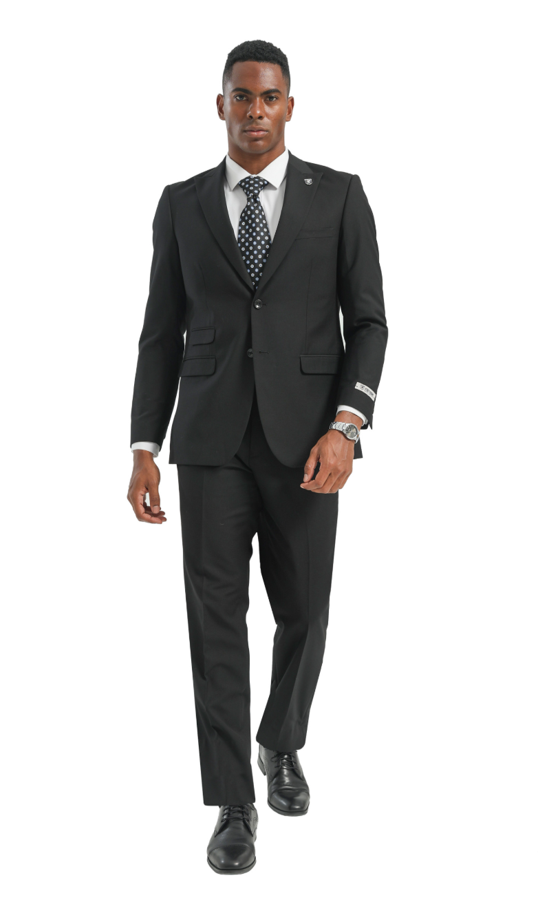 Stacy Adams Solid 2pc. Wide Leg Suit – SM085W