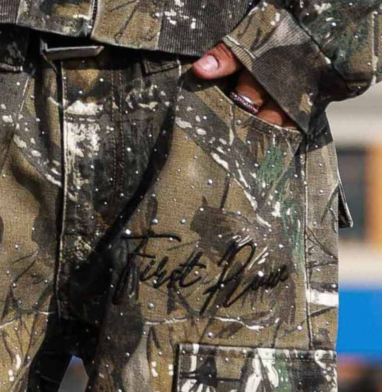 First Row Camo Stud Cargo Pants