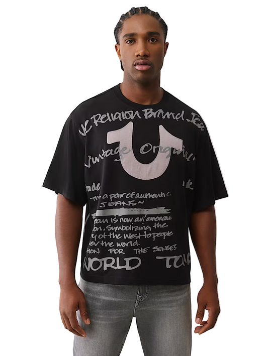 True Religion World Tour Script Boxy Tee