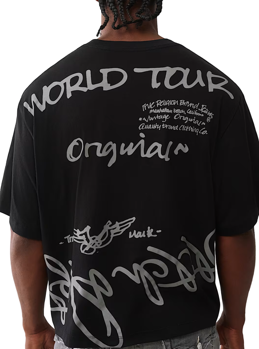 True Religion World Tour Script Boxy Tee