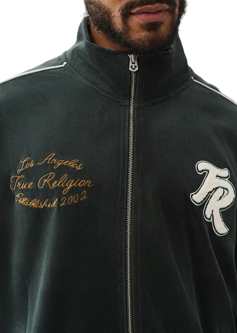 True Religion Logo Patch Velour Track Jacket