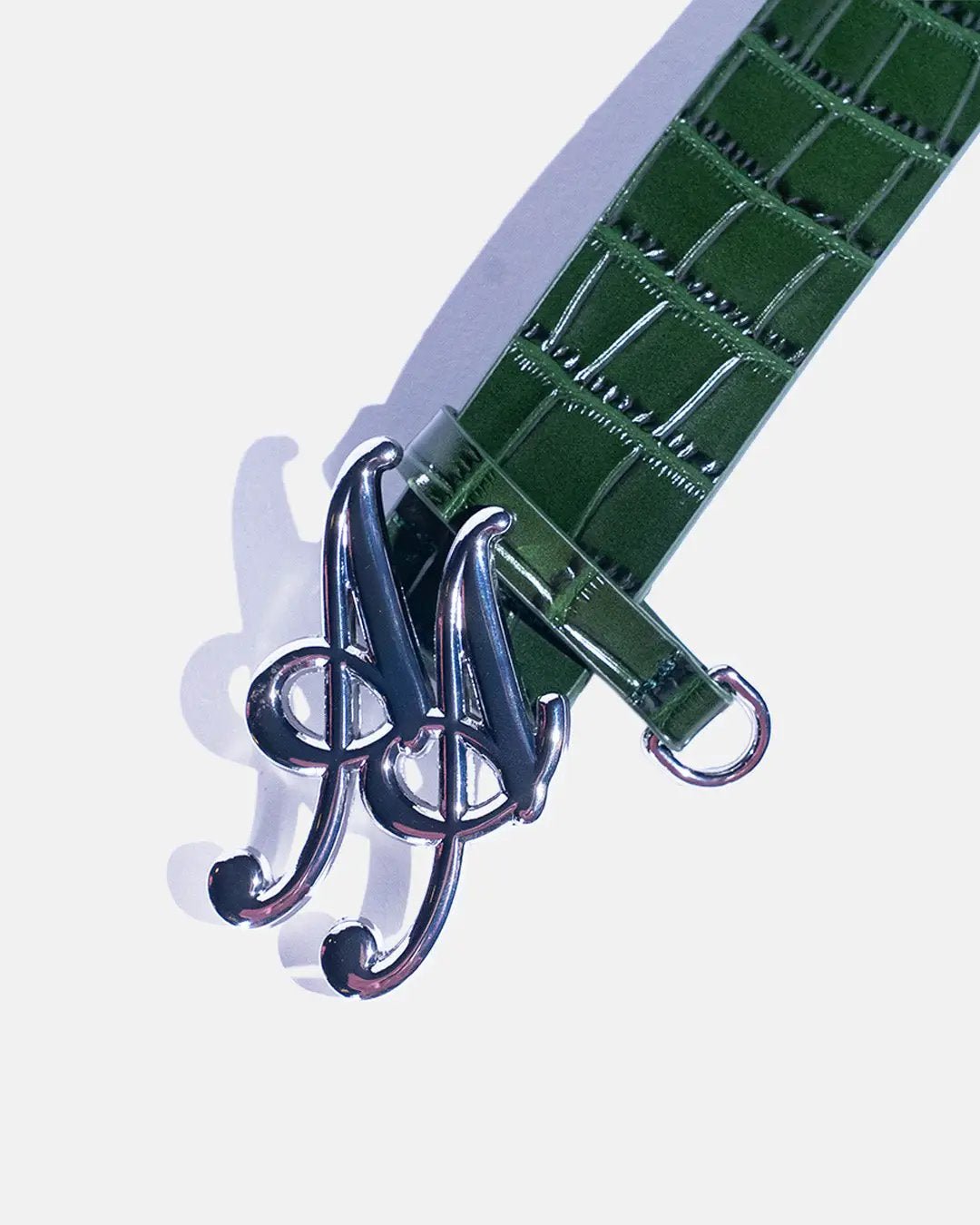 Ad Astra Caiman belt in green, buckle and D-ring detail